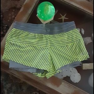 Nike Neon Yellow and Gray Dri-Fit Shorts